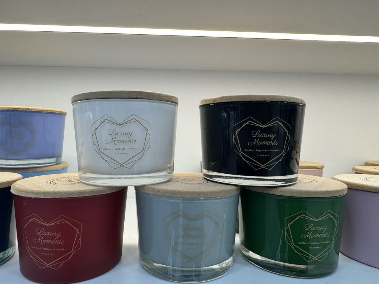 Κερί MINI 200ml με ξύλινο καπάκιsweet cozy / μπλε γυαλί 
