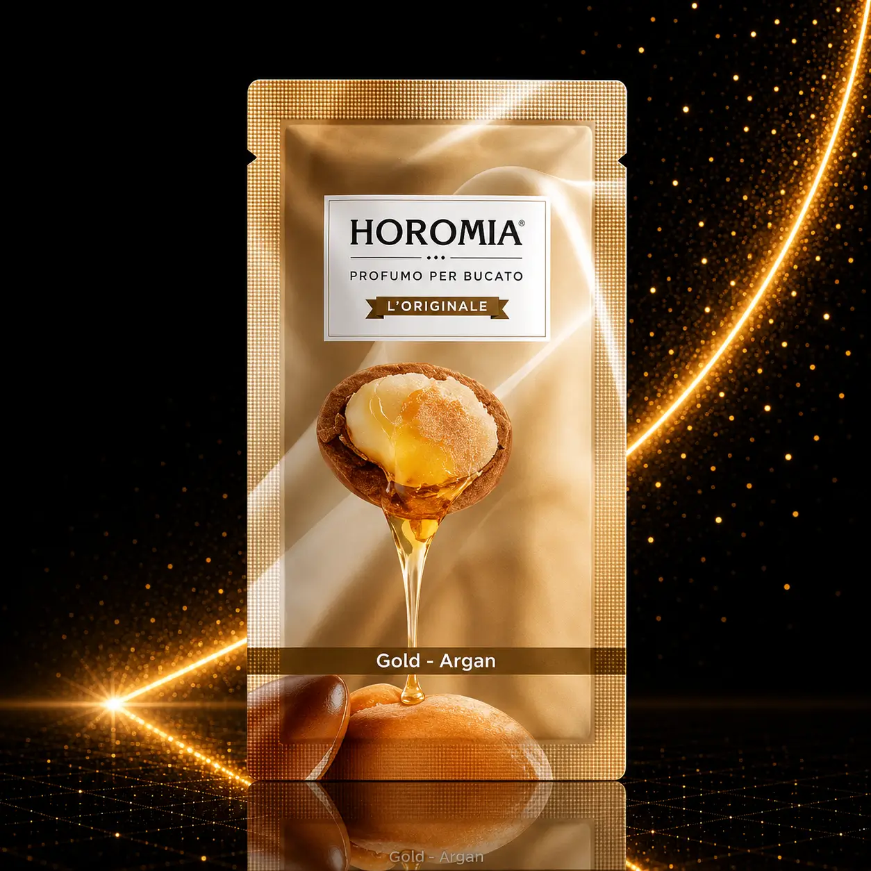 Gold Argan, Φακελάκι με συμπυκνωμένο άρωμα πλυντηρίου 20ml - Horomia